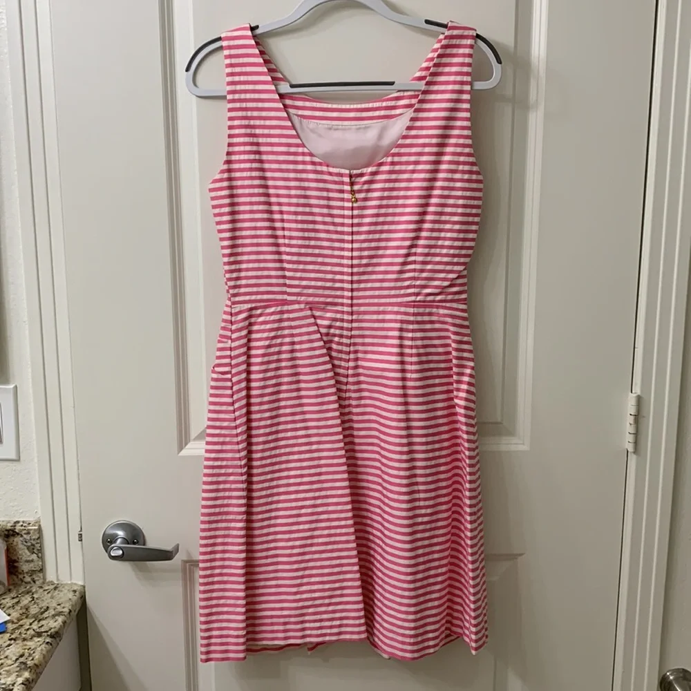 KATE SPADE Pink White Sleeveless Dress with Bow - Picture 4 of 16